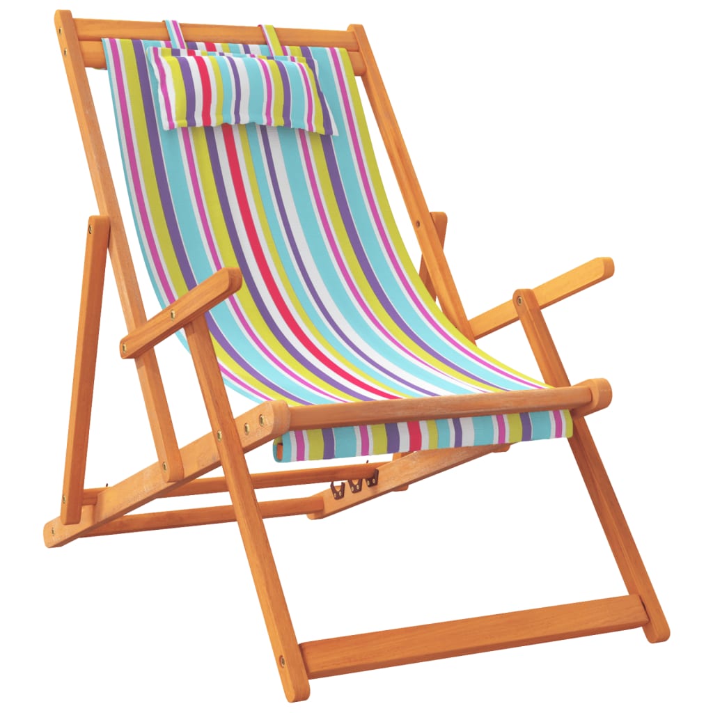 vidaXL Folding Beach Chairs 2 pcs Multicolour Fabric