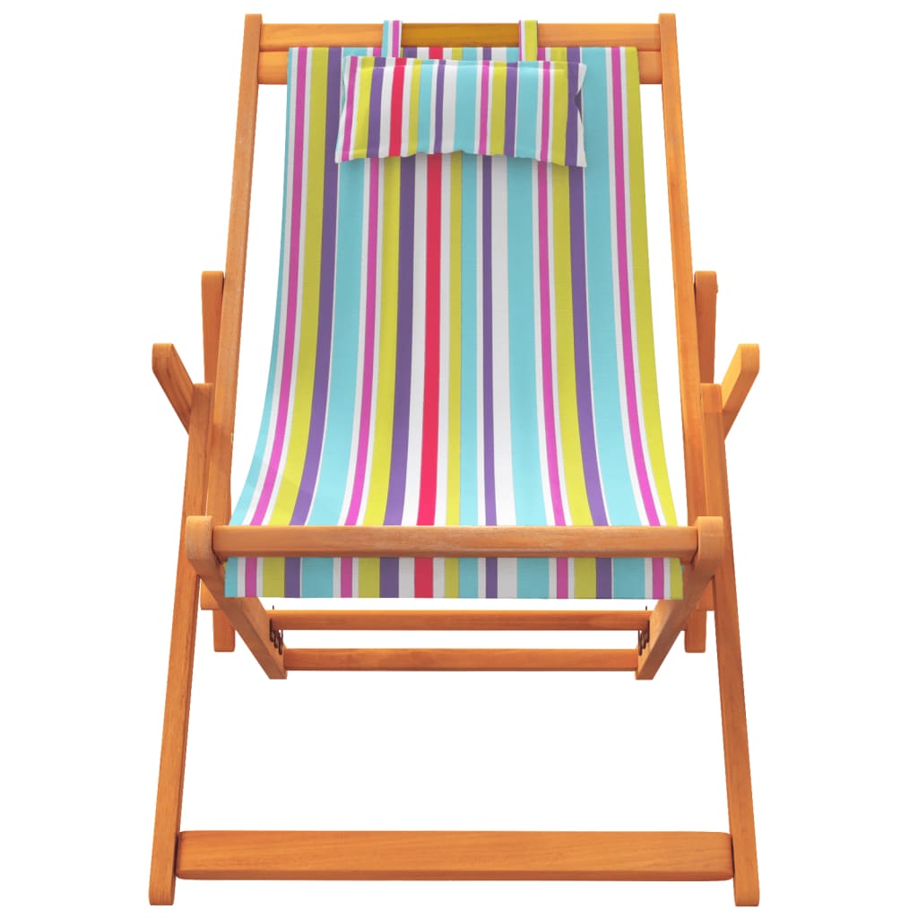 vidaXL Folding Beach Chairs 2 pcs Multicolour Fabric