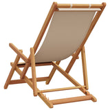 Folding Beach Chairs 2 pcs Beige Fabric and Solid Wood