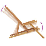 Folding Beach Chairs 2 pcs Beige Fabric and Solid Wood