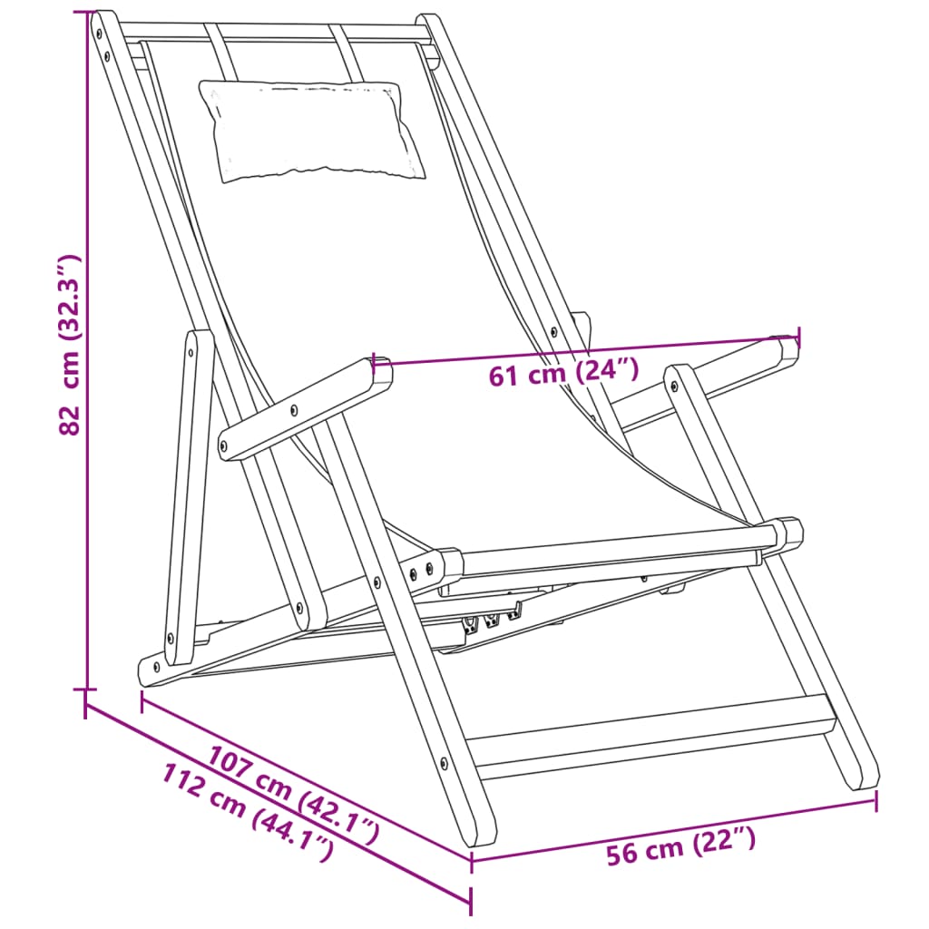 Folding Beach Chairs 2 pcs Taupe Fabric and Solid Wood