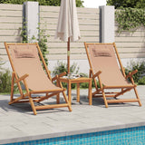 Folding Beach Chairs 2 pcs Taupe Fabric and Solid Wood