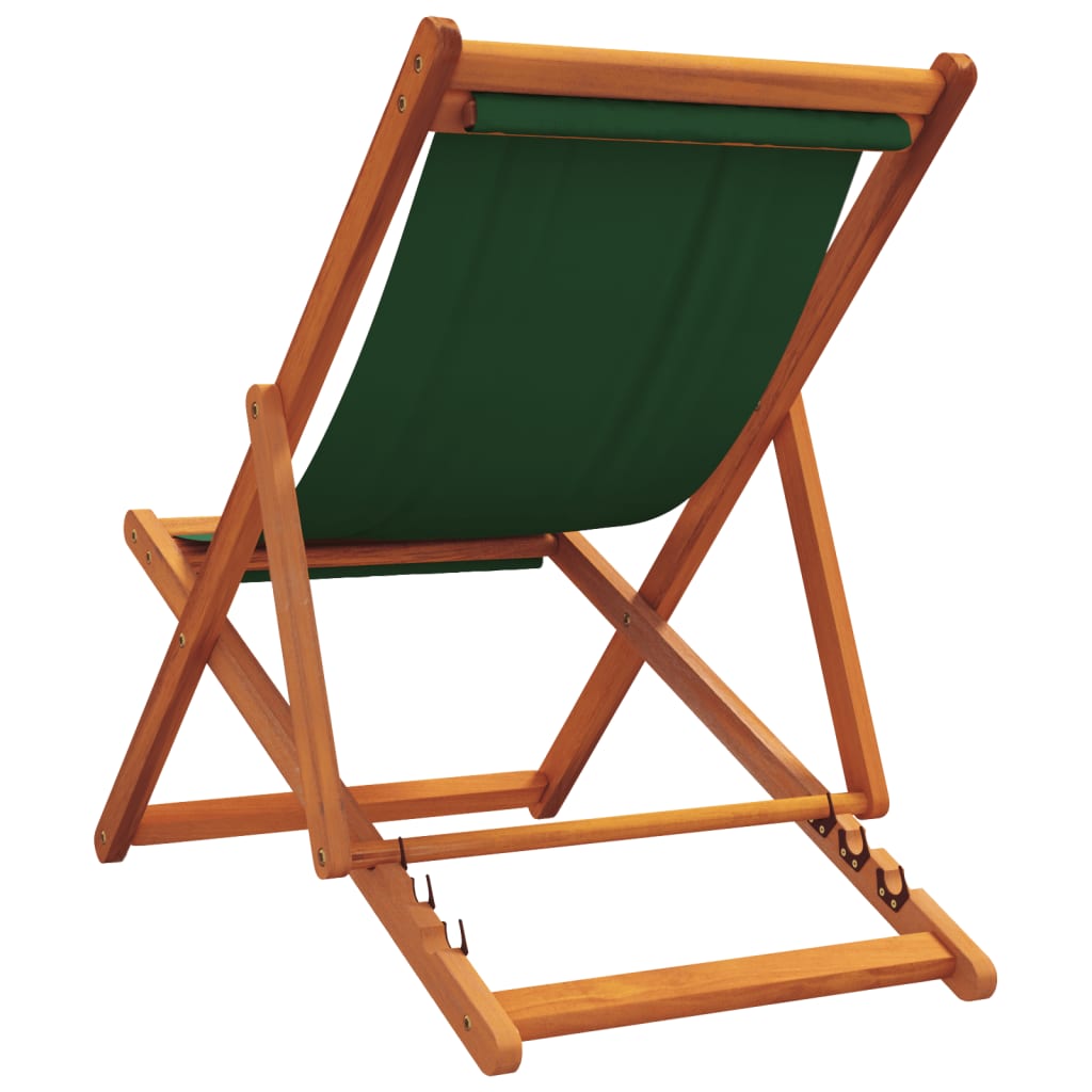 Folding Beach Chairs 2 pcs Green Fabric