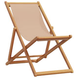 vidaXL Folding Beach Chairs 2 pcs Taupe Fabric and Solid Wood