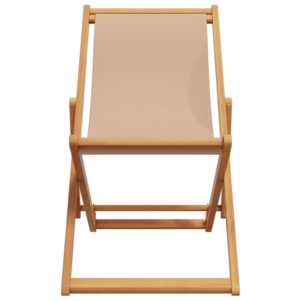 vidaXL Folding Beach Chairs 2 pcs Taupe Fabric and Solid Wood