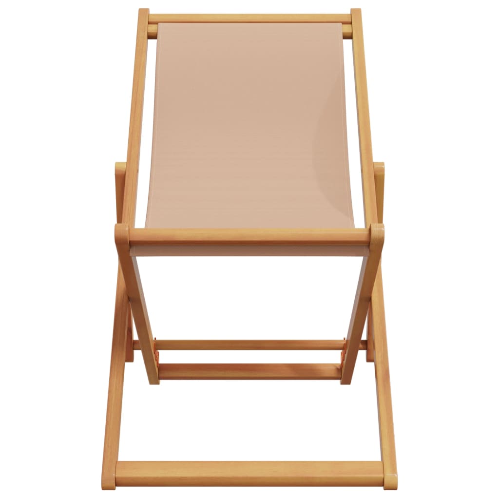 Folding Beach Chairs 2 pcs Taupe Fabric and Solid Wood