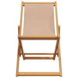 Folding Beach Chairs 2 pcs Taupe Fabric and Solid Wood