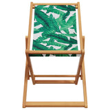 Folding Beach Chairs 2 pcs Leaf Pattern Fabric and Solid Wood