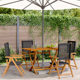 vidaXL Reclining Garden Chairs 4 pcs Black Poly Rattan and Solid Wood