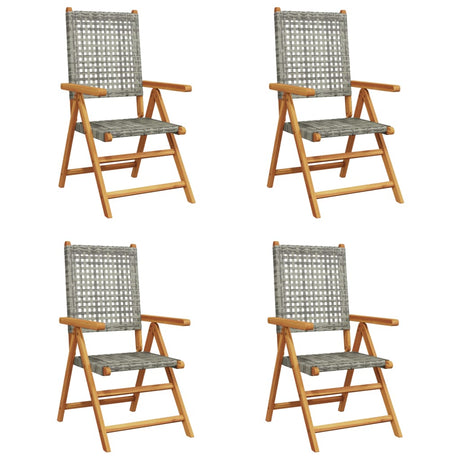 Reclining Garden Chairs 4 pcs Grey Poly Rattan and Solid Wood