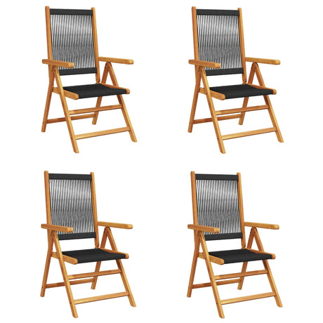 Reclining Garden Chairs 4 pcs Black Solid Wood Acacia