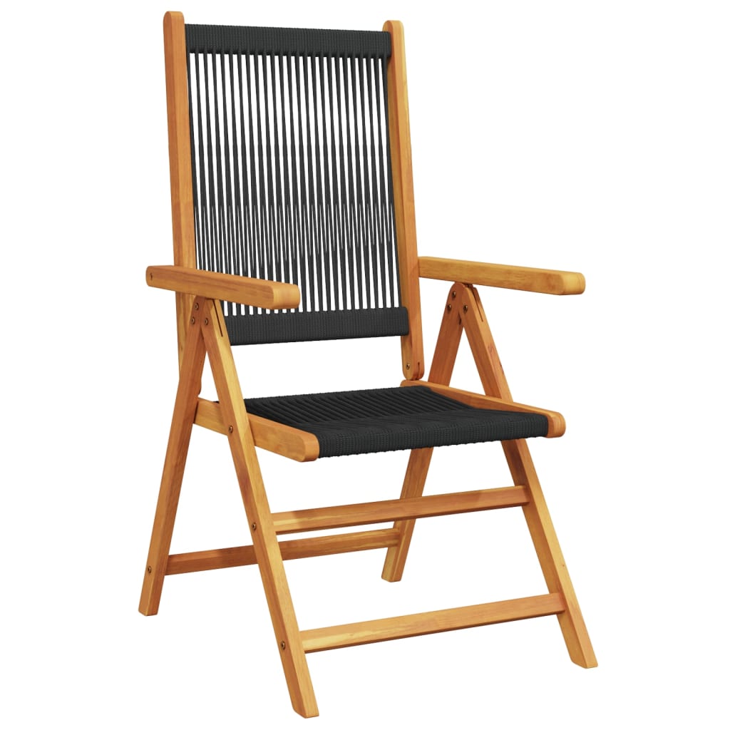 Reclining Garden Chairs 4 pcs Black Solid Wood Acacia