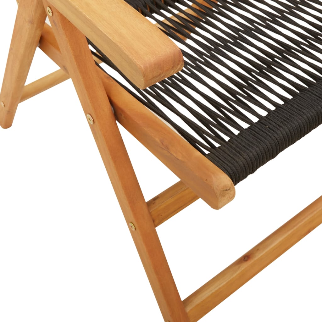 Reclining Garden Chairs 4 pcs Black Solid Wood Acacia