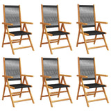 vidaXL Reclining Garden Chairs 6 pcs Black Solid Wood Acacia