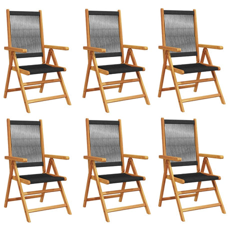 Reclining Garden Chairs 6 pcs Black Solid Wood Acacia