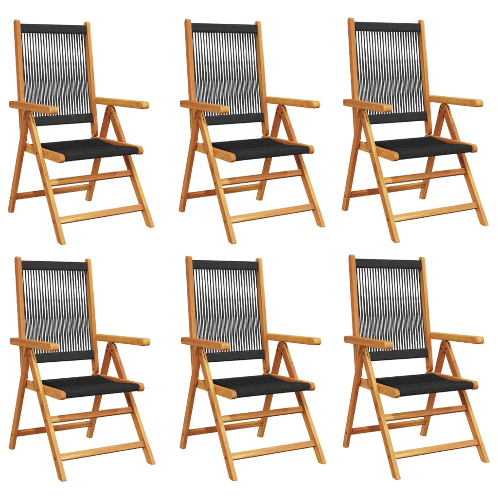 Reclining Garden Chairs 6 pcs Black Solid Wood Acacia