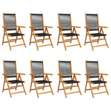 Reclining Garden Chairs 8 pcs Black Solid Wood Acacia