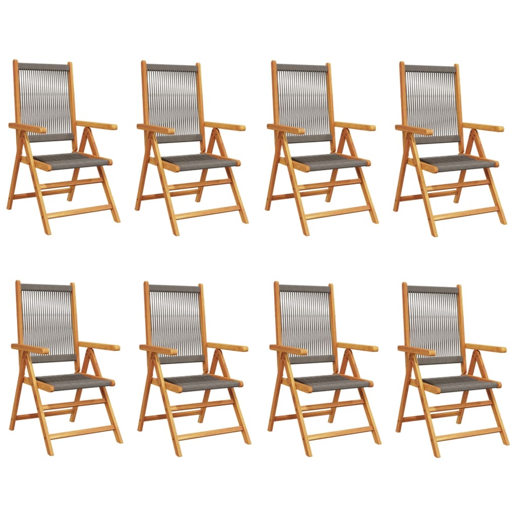 Reclining Garden Chairs 8 pcs Grey Solid Wood Acacia