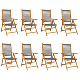 Reclining Garden Chairs 8 pcs Grey Solid Wood Acacia