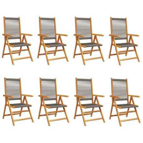 Reclining Garden Chairs 8 pcs Grey Solid Wood Acacia