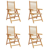 Reclining Garden Chairs 4 pcs Beige Solid Wood Acacia