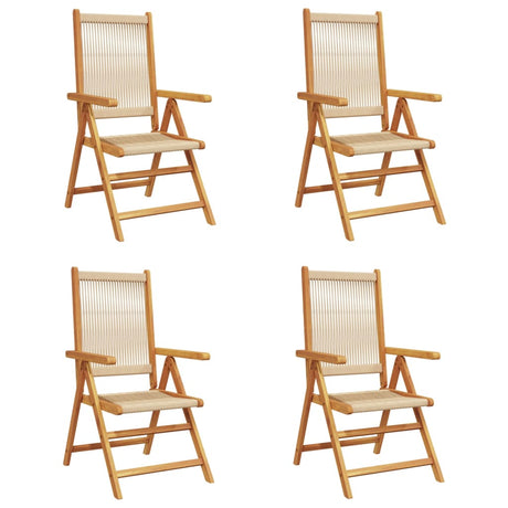 Reclining Garden Chairs 4 pcs Beige Solid Wood Acacia