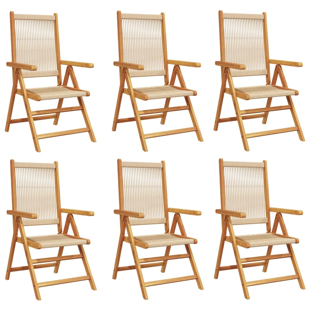 Reclining Garden Chairs 6 pcs Beige Solid Wood Acacia