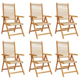 Reclining Garden Chairs 6 pcs Beige Solid Wood Acacia