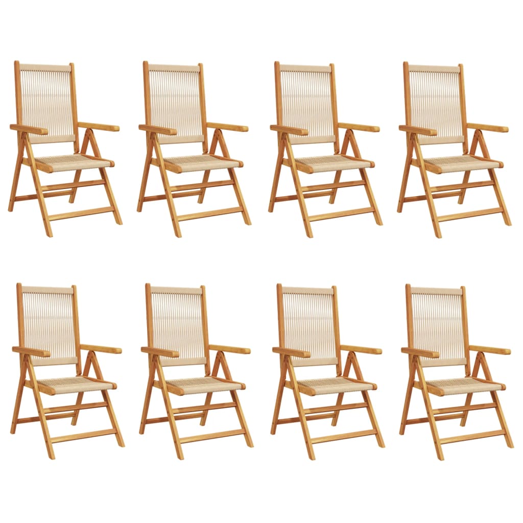 vidaXL Reclining Garden Chairs 8 pcs Beige Solid Wood Acacia