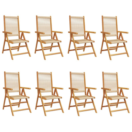 Reclining Garden Chairs 8 pcs Beige Solid Wood Acacia