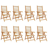Reclining Garden Chairs 8 pcs Beige Solid Wood Acacia
