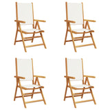 Reclining Garden Chairs 4 pcs Cream White Fabric and Solid Wood