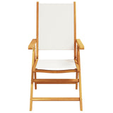 Reclining Garden Chairs 4 pcs Cream White Fabric and Solid Wood