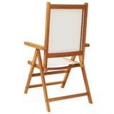 Reclining Garden Chairs 4 pcs Cream White Fabric and Solid Wood