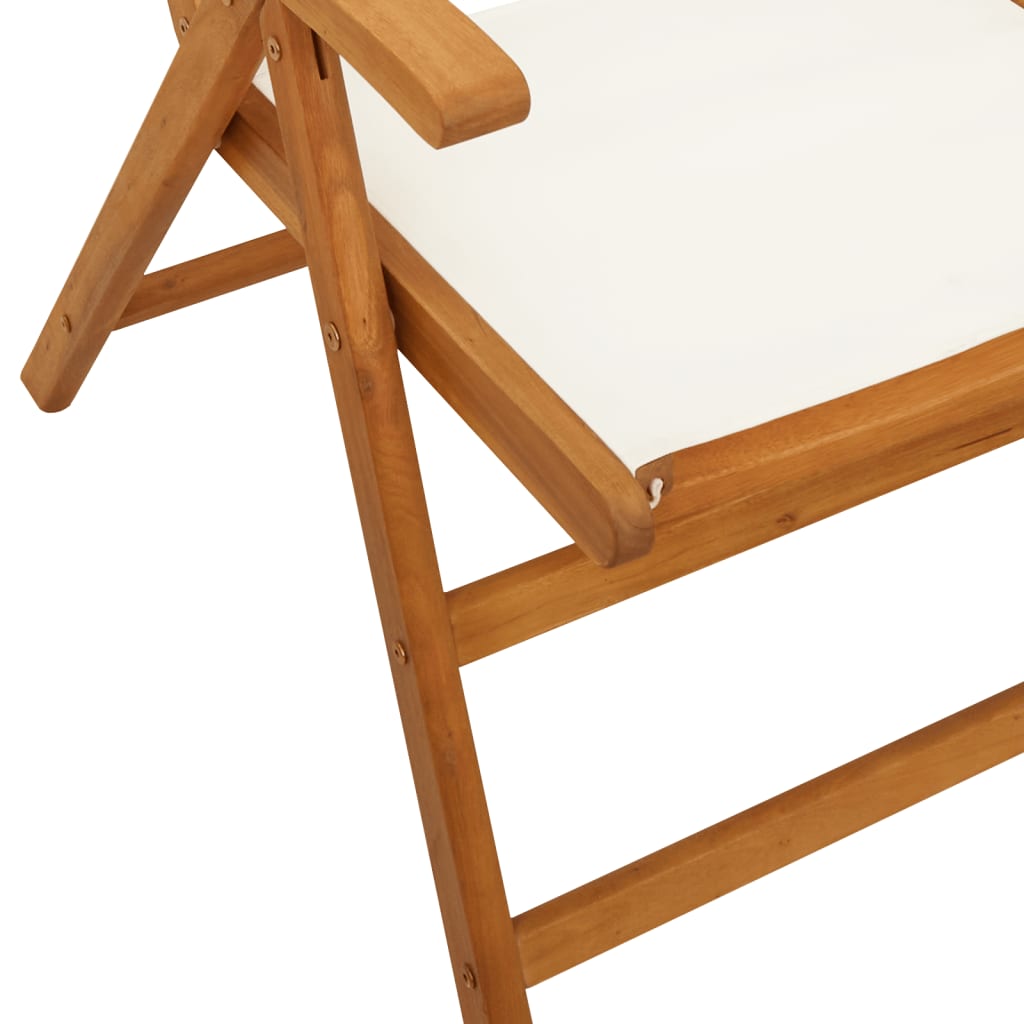 Reclining Garden Chairs 4 pcs Cream White Fabric and Solid Wood