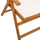 Reclining Garden Chairs 4 pcs Cream White Fabric and Solid Wood