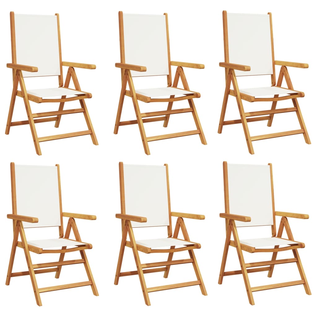 Reclining Garden Chairs 6 pcs Cream White Fabric and Solid Wood