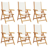 Reclining Garden Chairs 6 pcs Cream White Fabric and Solid Wood