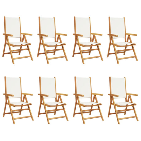 Reclining Garden Chairs 8 pcs Cream White Fabric and Solid Wood