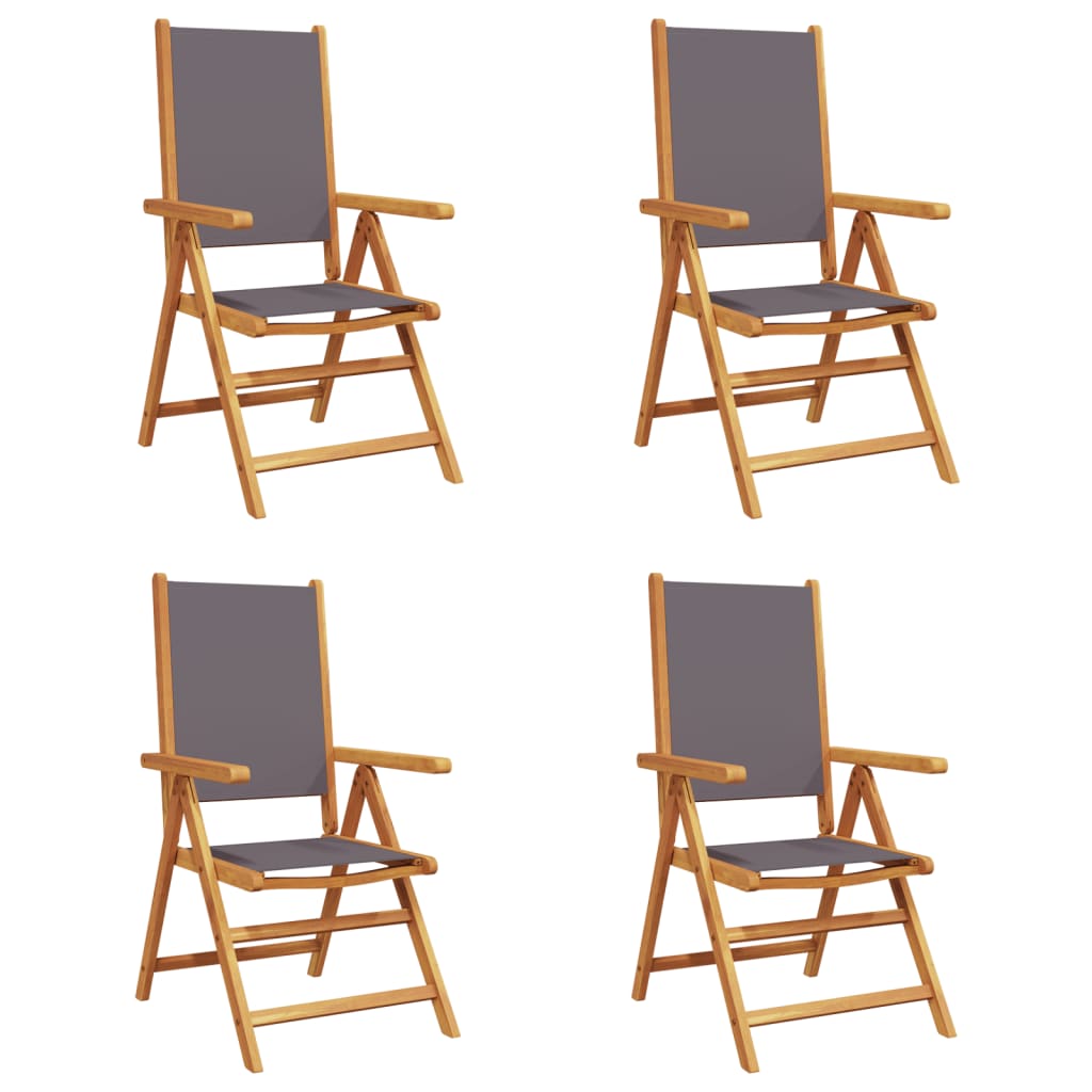 Reclining Garden Chairs 4 pcs Anthracite Fabric and Solid Wood