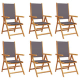 vidaXL Reclining Garden Chairs 6 pcs Anthracite Fabric and Solid Wood