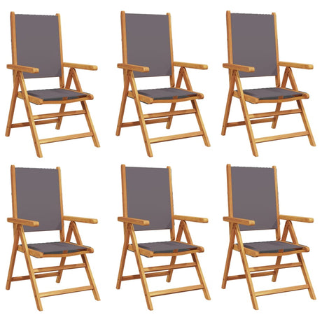 Reclining Garden Chairs 6 pcs Anthracite Fabric and Solid Wood