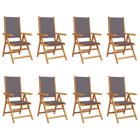 Reclining Garden Chairs 8 pcs Anthracite Fabric and Solid Wood