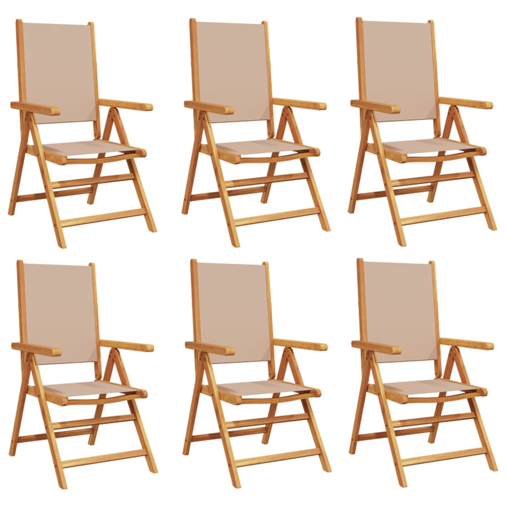 vidaXL Reclining Garden Chairs 6 pcs Taupe Fabric and Solid Wood