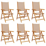 vidaXL Reclining Garden Chairs 6 pcs Taupe Fabric and Solid Wood