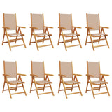 Reclining Garden Chairs 8 pcs Taupe Fabric and Solid Wood