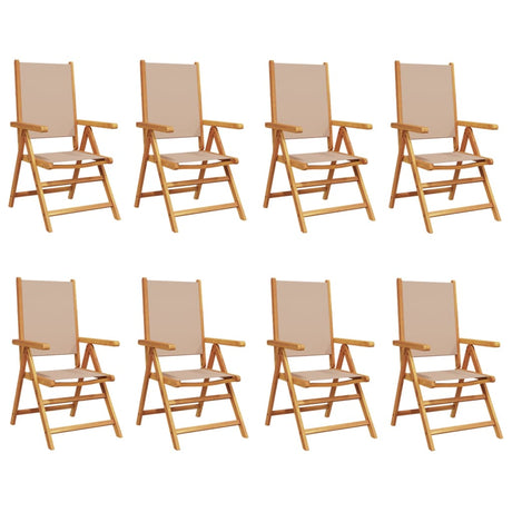 Reclining Garden Chairs 8 pcs Taupe Fabric and Solid Wood