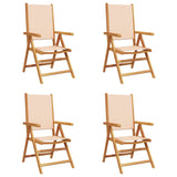 Reclining Garden Chairs 4 pcs Beige Fabric and Solid Wood