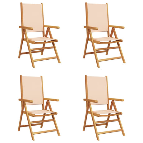 Reclining Garden Chairs 4 pcs Beige Fabric and Solid Wood