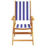 Reclining Garden Chairs 6 pcs Blue and White Fabric and Solid Wood